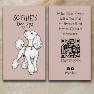 Tarjeta De Visita Código QR de Spa de Aseo de Perros Rosa Claro Cani