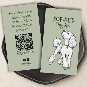 Tarjeta De Visita Código QR de Spa de Aseo de Perros Verde Menta Ado