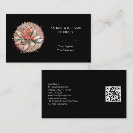 Tarjeta De Visita Código QR de Spa de Terapia Suculento Yoga Healing
