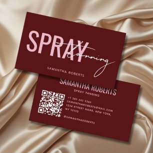 Tarjeta De Visita Código QR de spray tan moderno rojo
