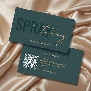 Tarjeta De Visita Código QR de spray tan moderno verde