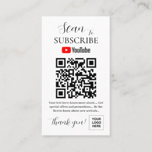 Tarjeta De Visita Código QR de suscripción a Youtube