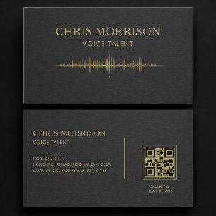 Tarjeta De Visita Código QR de talento de voz Black Gold