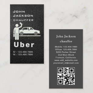 Tarjeta De Visita Código QR de taxista/chófer oscuro elegante