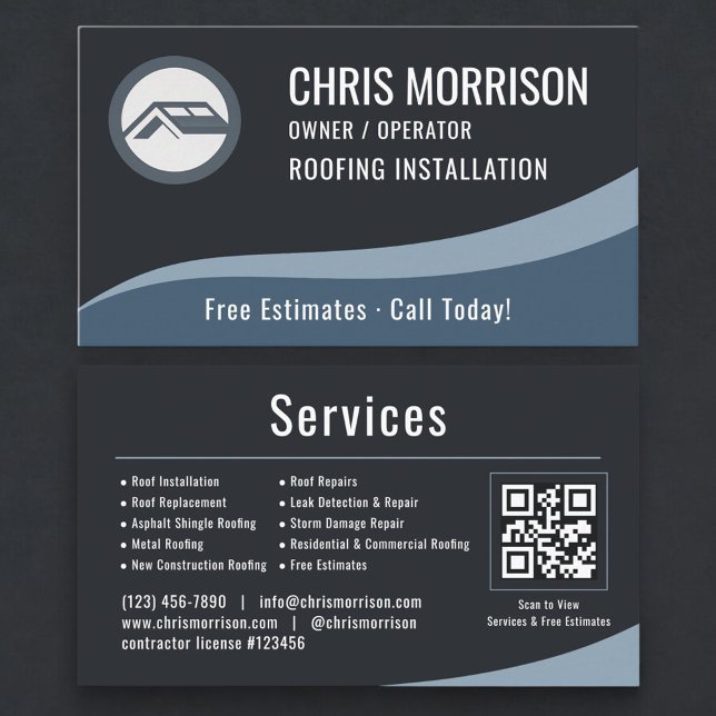 Tarjeta De Visita Código QR de techador de techos (Subido por el creador)
