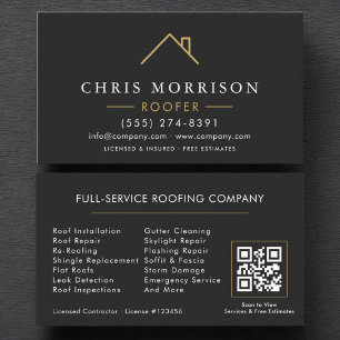 Tarjeta De Visita Código QR de techador moderno Black Gold
