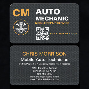 Tarjeta De Visita Código QR de Técnico Automotriz Móvil