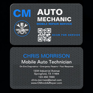 Tarjeta De Visita Código QR de Técnico Automotriz Móvil