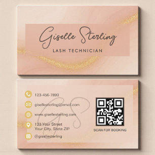 Tarjeta De Visita Código QR de Técnico de Pestañas Acuarela
