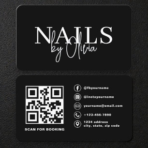 Tarjeta De Visita Código QR de Técnico de Uñas Moderno