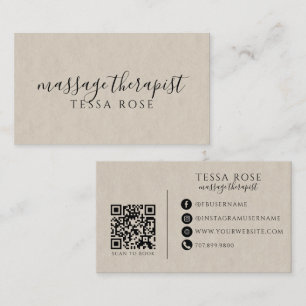 Tarjeta De Visita Código QR de Terapeuta de Masaje