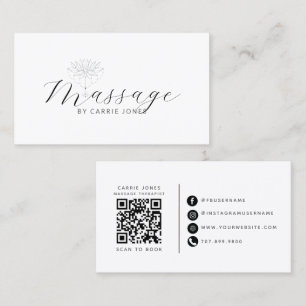 Tarjeta De Visita Código QR de Terapeuta de Masaje de Flor de Loto