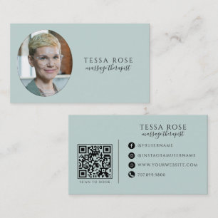 Tarjeta De Visita Código QR de Terapeuta de Masaje Fotográfico