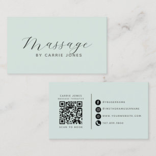 Tarjeta De Visita Código QR de Terapeuta de Masaje Minimalista