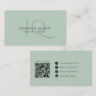 Tarjeta De Visita Código QR de Terapeuta de Masaje Modern Sage