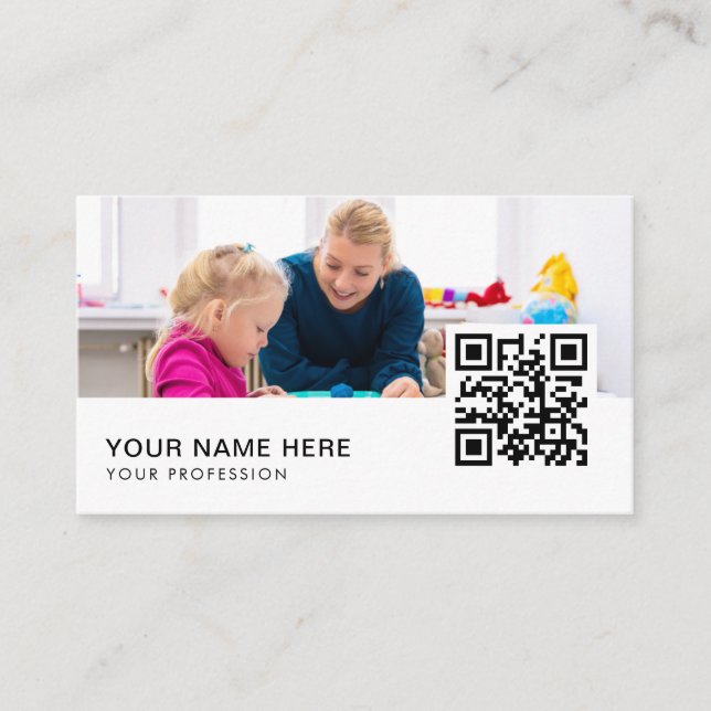 Tarjeta De Visita Código QR de terapeuta ocupacional para niños (Anverso)