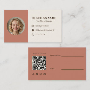 Tarjeta De Visita Código QR de Terracota Boho Foto Cita Artesanal