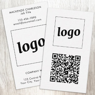 Tarjeta De Visita Código QR de texto de logotipo simple en formato v