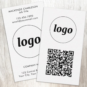 Tarjeta De Visita Código QR de texto de logotipo simple formato vert