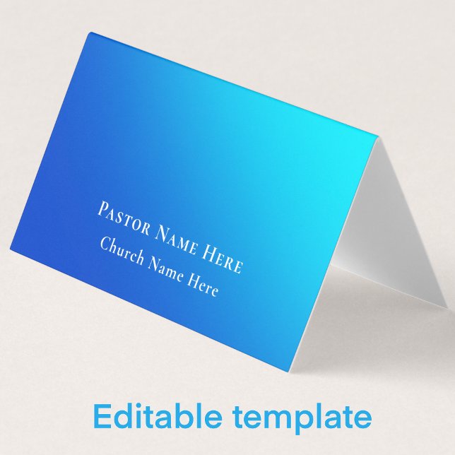 Tarjeta De Visita Código QR de texto personalizado con gradiente azu (Customize this modern blue gradient business card template.)