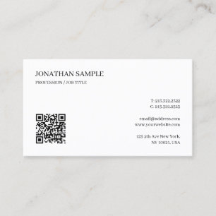 Tarjeta De Visita Código QR de texto personalizado elegante profesio