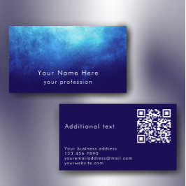 Tarjeta De Visita Código QR de texto personalizado Nebulosa Azul Mod