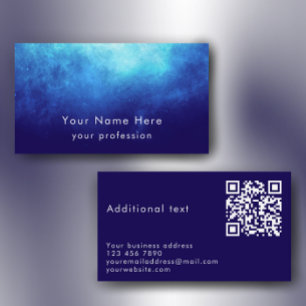 Tarjeta De Visita Código QR de texto personalizado Nebulosa Azul Mod