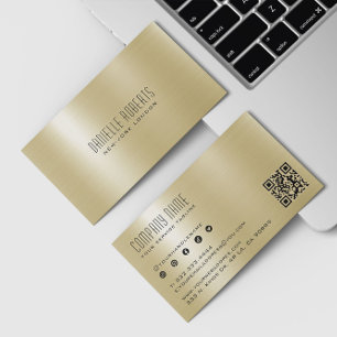 Tarjeta De Visita Código QR de textura de acero inoxidable metálico