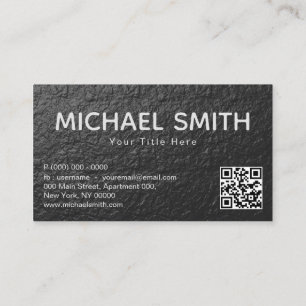 Tarjeta De Visita Código Qr de Textura de Lámina Negra
