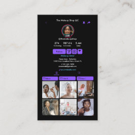 Tarjeta De Visita Código QR de TikTok Purple Social Media