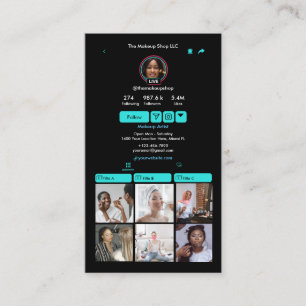 Tarjeta De Visita Código QR de TikTok Turquesa para Redes Sociales