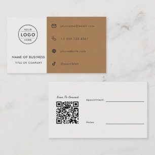 Tarjeta De Visita Código QR de Toffee Blanco Nombramiento Arquitecto