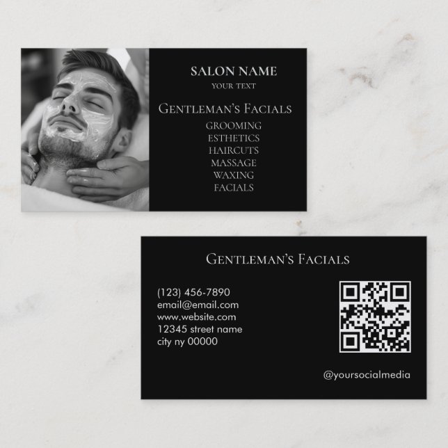 Tarjeta De Visita código QR de tratamientos faciales de cuidado de l (Anverso / Reverso)