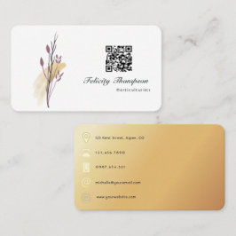 Tarjeta De Visita Código QR de trazos de pincel de oro y rosa