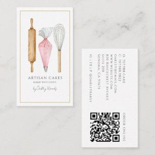 Tarjeta De Visita Código QR de utensilios de panadería de Baker