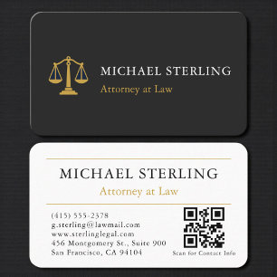 Tarjeta De Visita Código QR del abogado Escalas de Justicia Profesio