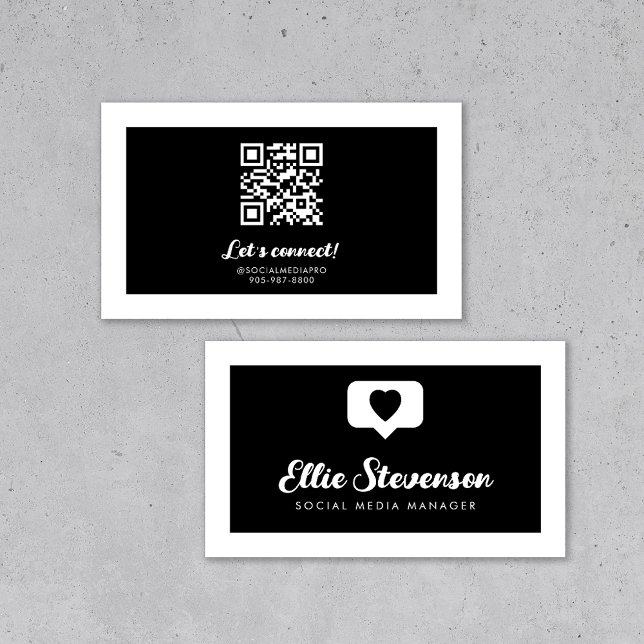 Tarjeta De Visita Código QR del Administrador de medios sociales mon (Social media manager business card template)