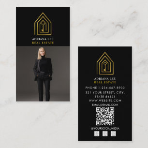 Tarjeta De Visita Código QR del agente de bienes raíces con foto rea