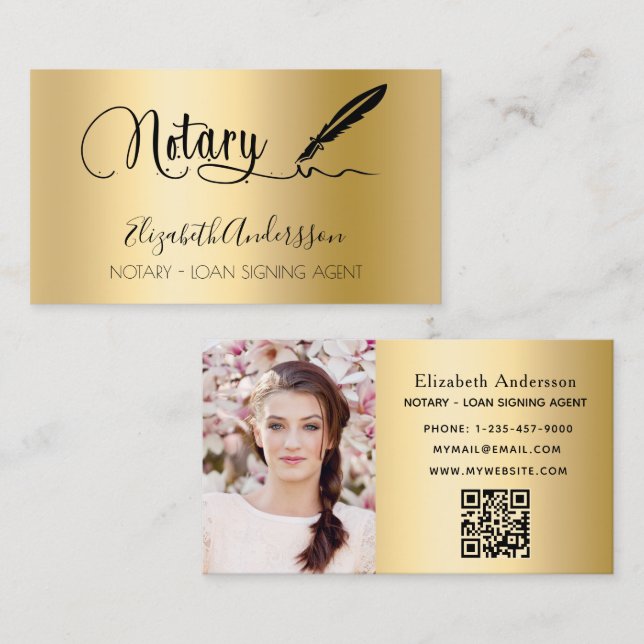 Tarjeta De Visita Código QR del agente de firma de préstamos notaria (Anverso / Reverso)