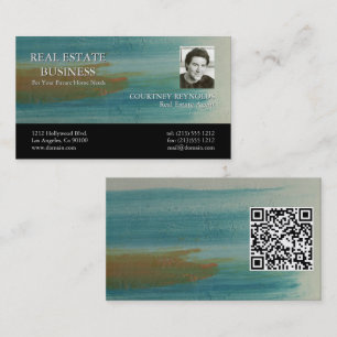 Tarjeta De Visita Código QR del Agente Inmobiliario de Arte Abstract