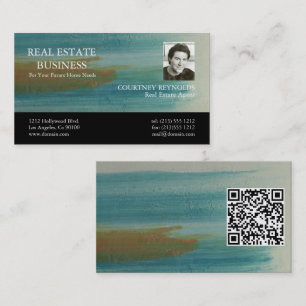 Tarjeta De Visita Código QR del Agente Inmobiliario de Arte Abstract