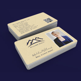 Tarjeta De Visita Código QR del agente inmobiliario de oro