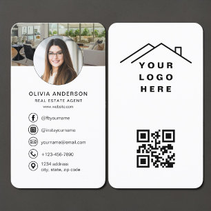 Tarjeta De Visita Código QR del agente inmobiliario Logo de foto