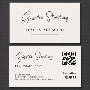 Tarjeta De Visita Código QR del agente inmobiliario Minimalista de B