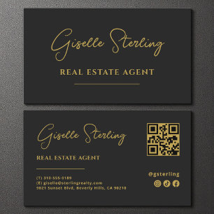 Tarjeta De Visita Código QR del agente inmobiliario Minimalista de o