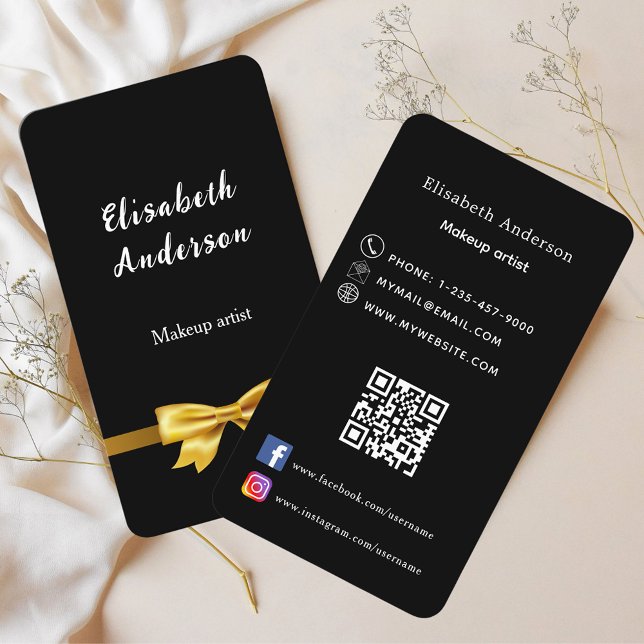 Tarjeta De Visita Código Qr del arco dorado negro (Subido por el creador)