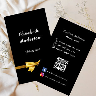 Tarjeta De Visita Código Qr del arco dorado negro