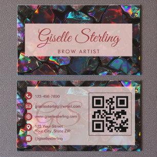 Tarjeta De Visita Código QR del artista de los cuervos Opal negro