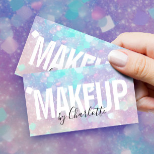 Tarjeta De Visita Código QR del artista de maquillaje Purpurina holo