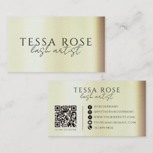 Tarjeta De Visita Código QR del artista de pestañas doradas elegante